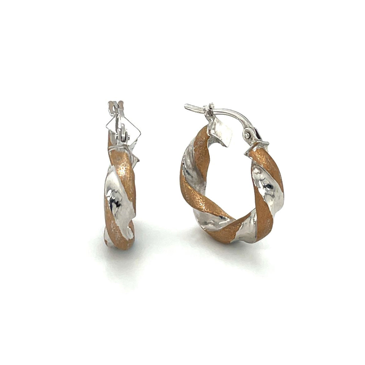 9ct Yellow & White Gold Twist Creole Hoop Earrings