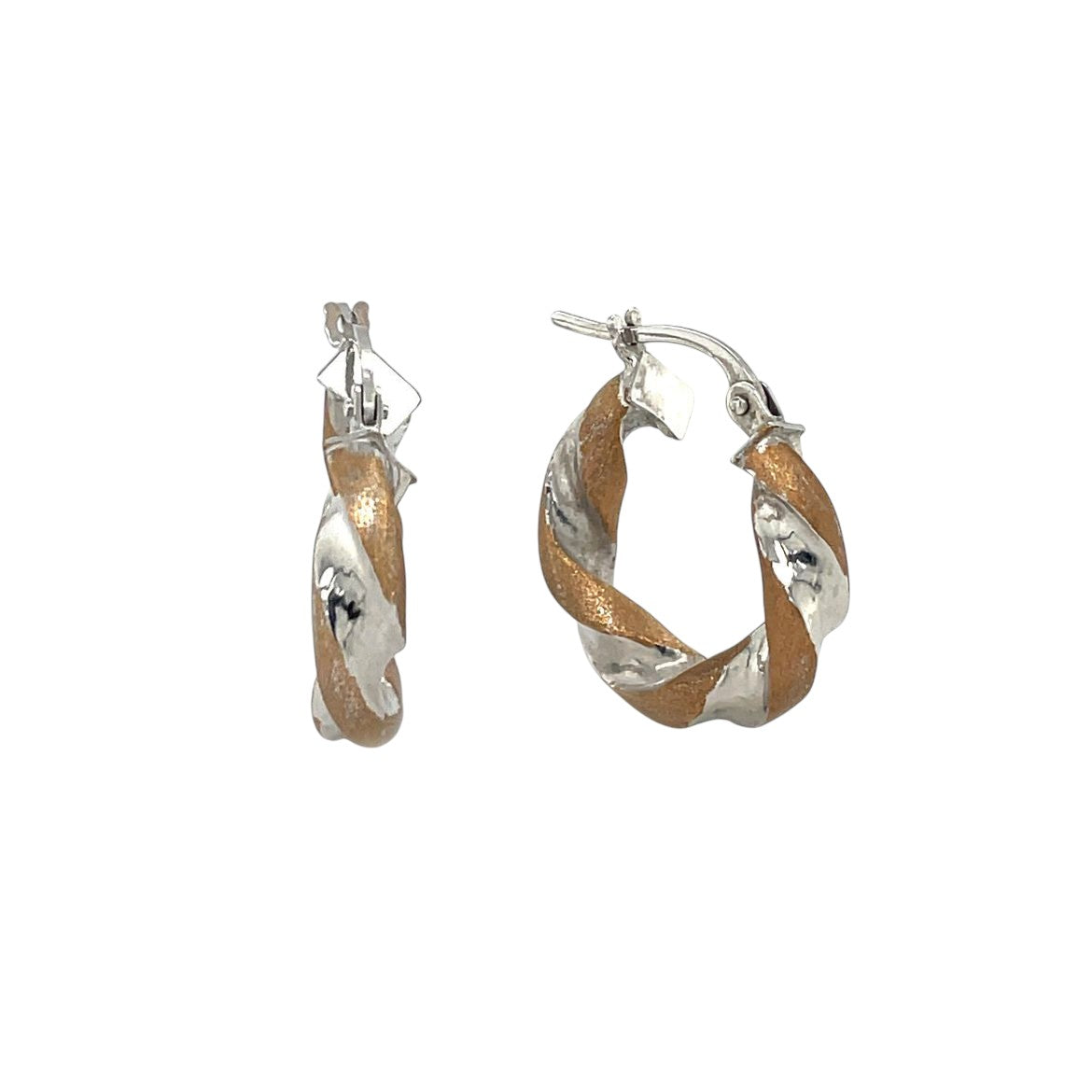 9ct Yellow White Gold Twist Creole Hoop Earrings – Walter Bull Son