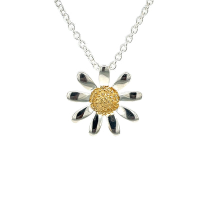 Silver & Gold Plate Daisy Pendant & Chain