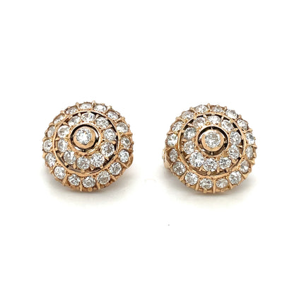 18ct Yellow Gold Domed Diamond Cluster Earrings
