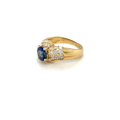 Yellow Gold Sapphire & Diamond Twist Cluster Ring