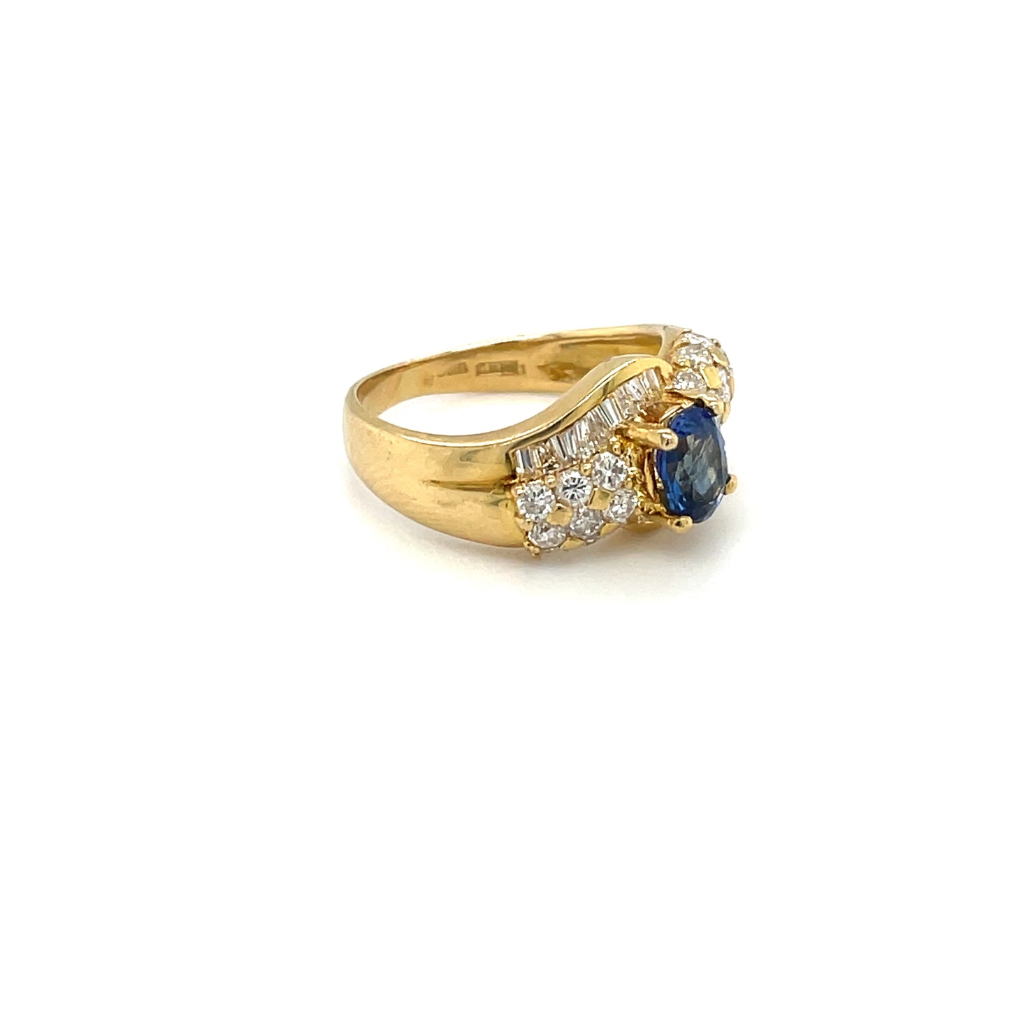Yellow Gold Sapphire & Diamond Twist Cluster Ring