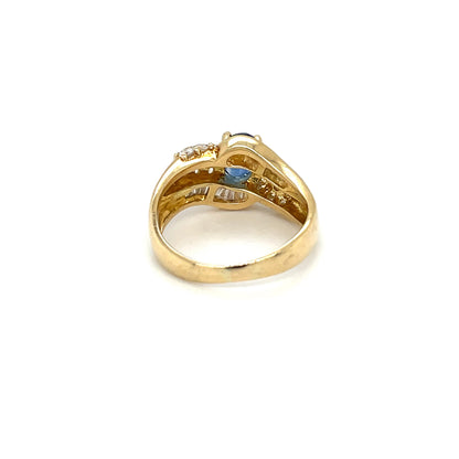 Yellow Gold Sapphire & Diamond Twist Cluster Ring