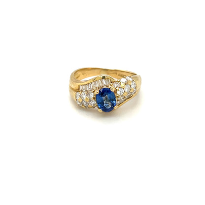 Yellow Gold Sapphire & Diamond Twist Cluster Ring
