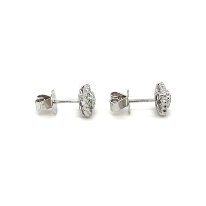 18ct White Gold Diamond Square Stud Earrings