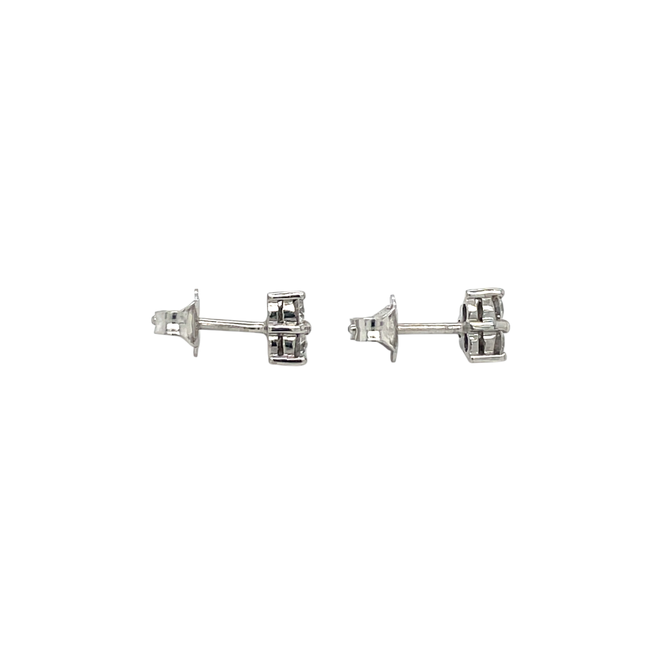 18ct White Gold Diamond Triangle Stud Earrings