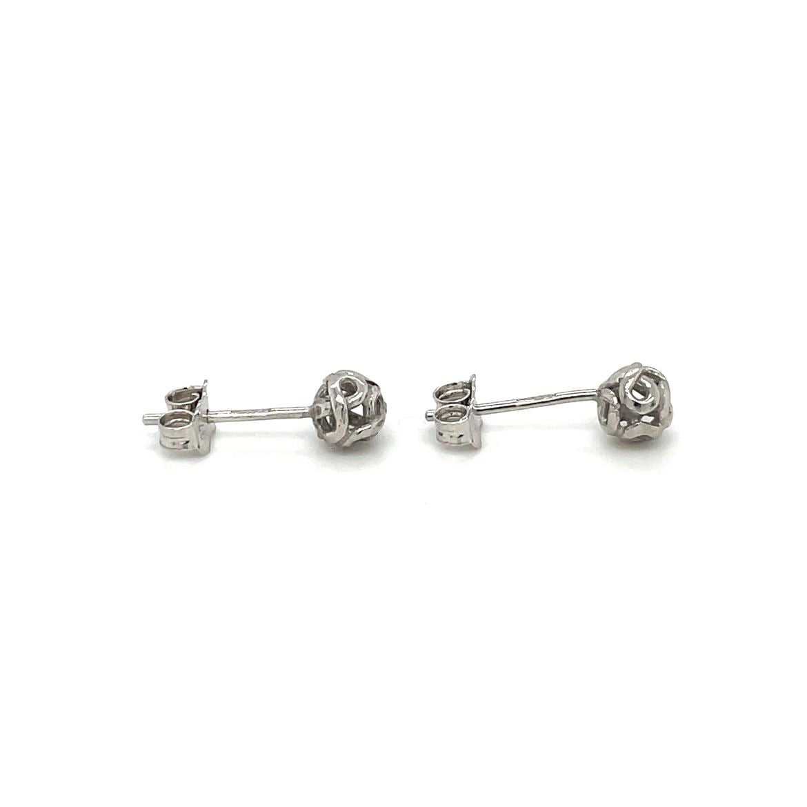 9ct White Gold Infinity Ball Stud Earrings