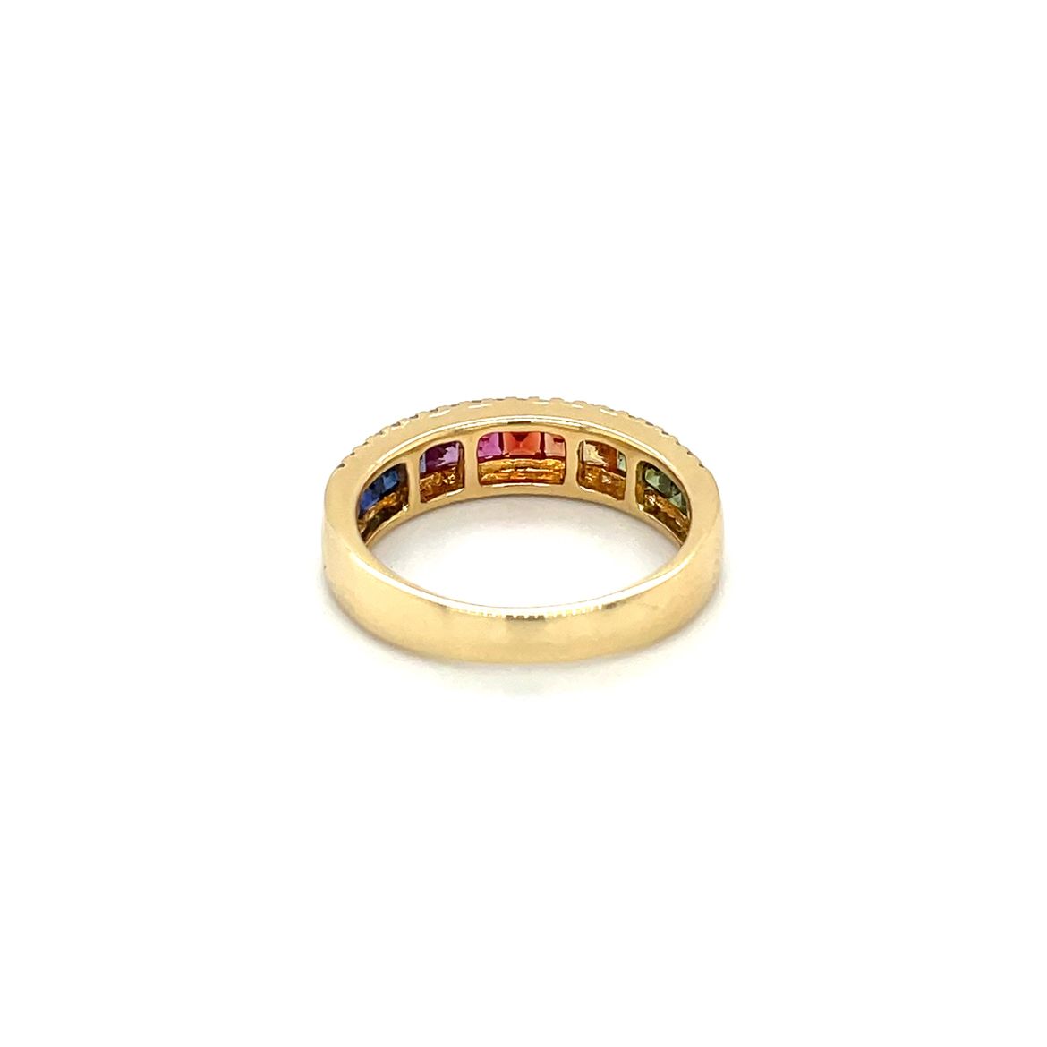 18ct Yellow Gold Multi-Coloured Sapphire & Diamond Rainbow Eternity Ring
