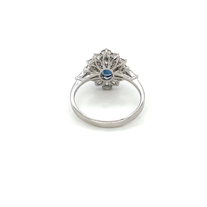 White Gold Sapphire & Diamond Cluster Ring