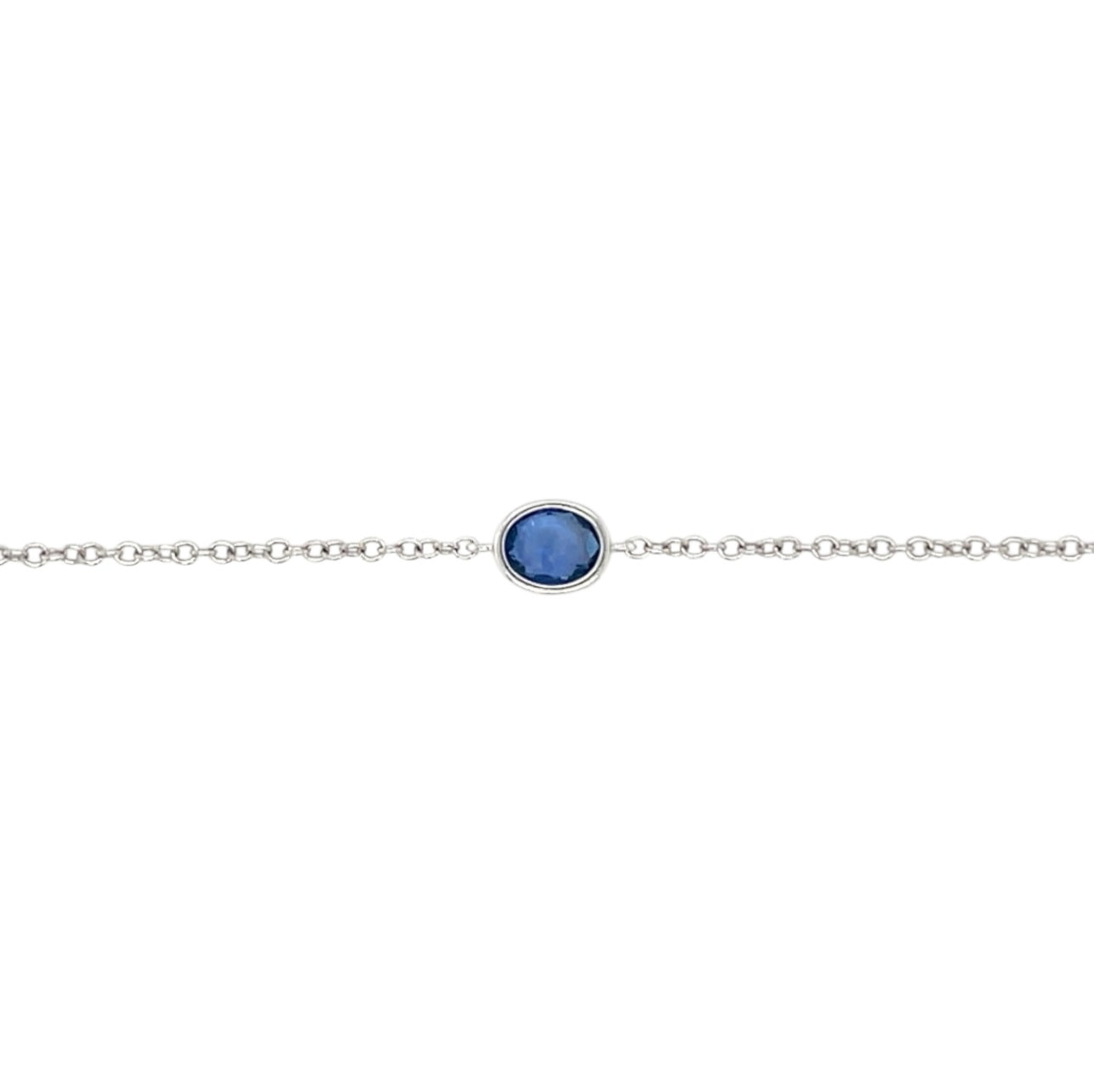 18ct White Gold Sapphire Station Necklace (22-24")