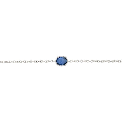 18ct White Gold Sapphire Station Necklace (22-24")