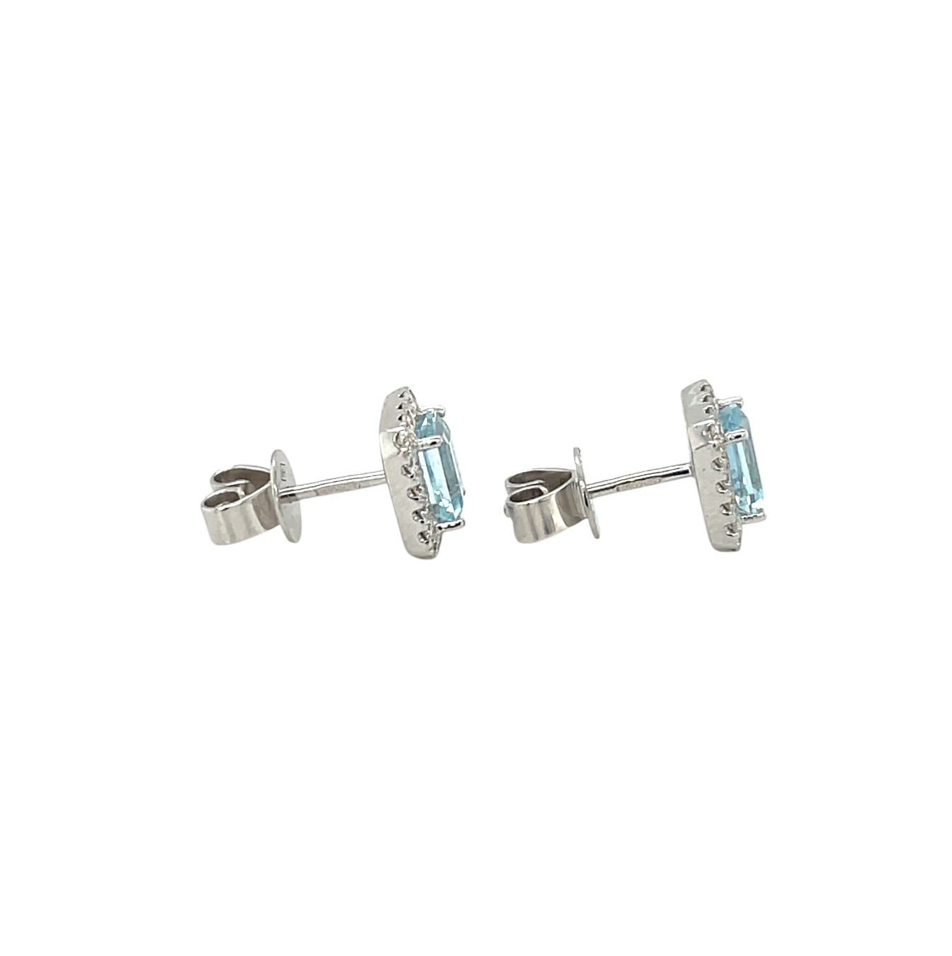 18ct White Gold Aquamarine & Diamond Cluster Earrings