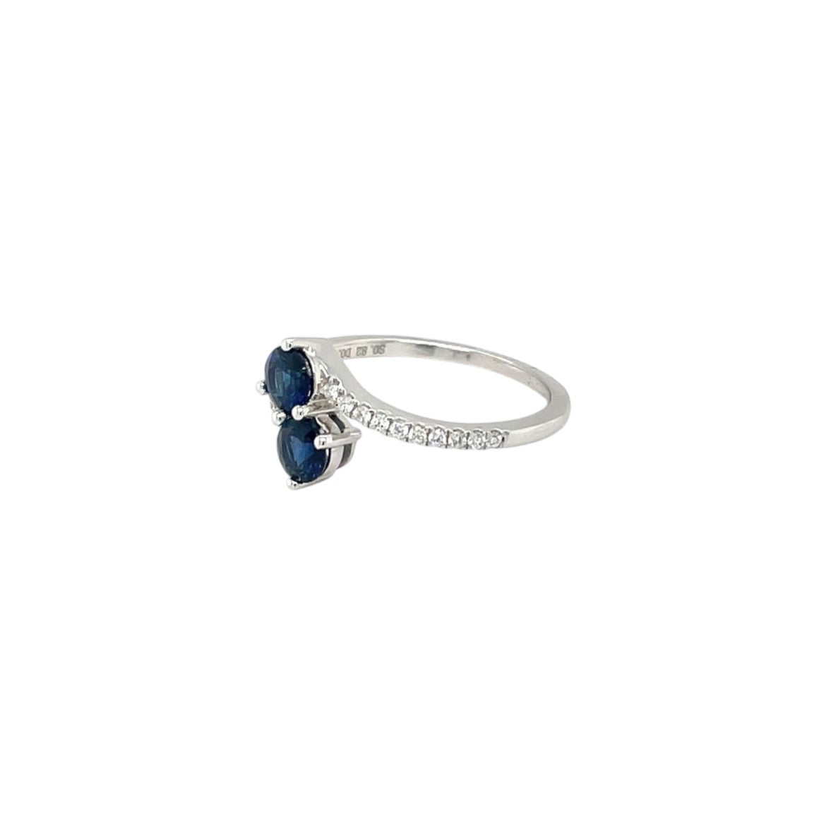 18ct White Gold Sapphire & Diamond Crossover Twist Ring (M1/2)
