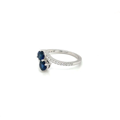 18ct White Gold Sapphire & Diamond Crossover Twist Ring
