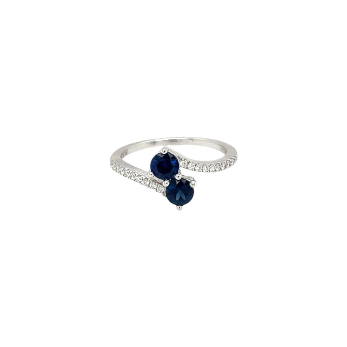 18ct White Gold Sapphire & Diamond Crossover Twist Ring (M1/2)