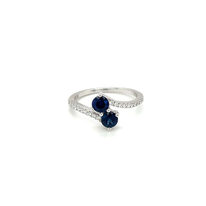 18ct White Gold Sapphire & Diamond Crossover Twist Ring