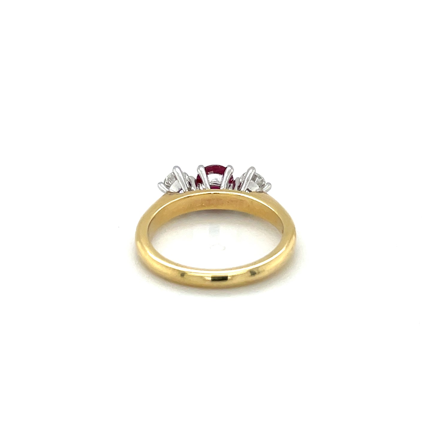 18ct Yellow Gold Ruby & Diamond Three-Stone Ring