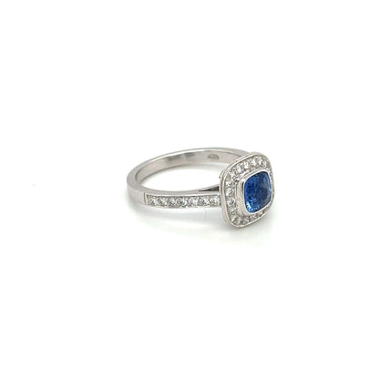 18ct White Gold Sapphire & Diamond Cluster Ring