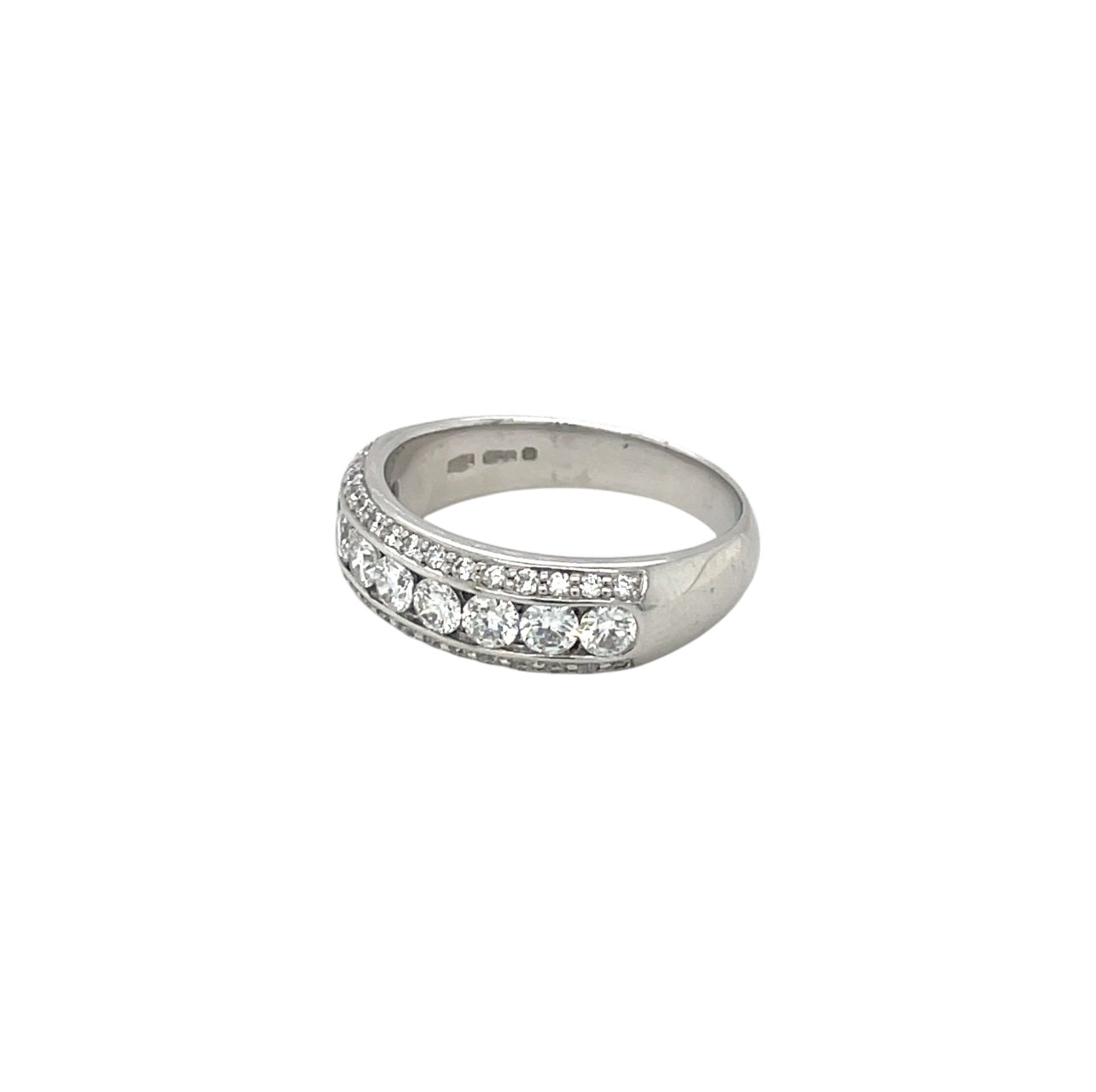 18ct White Gold Three-Row Diamond Eternity Ring (O)