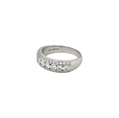 18ct White Gold Three-Row Diamond Eternity Ring (O)