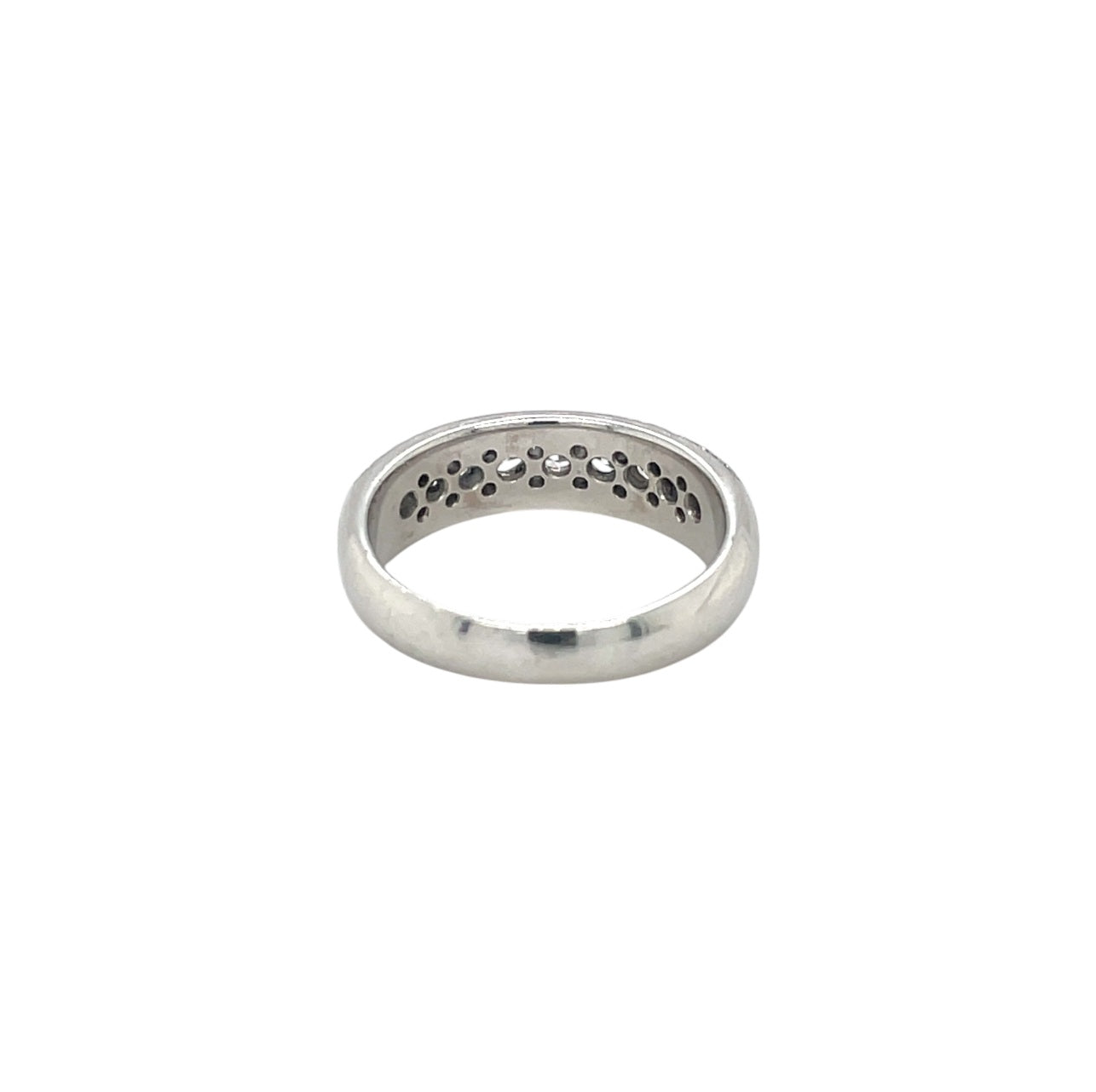 18ct White Gold Three-Row Diamond Half-Set Eternity Ring (O)