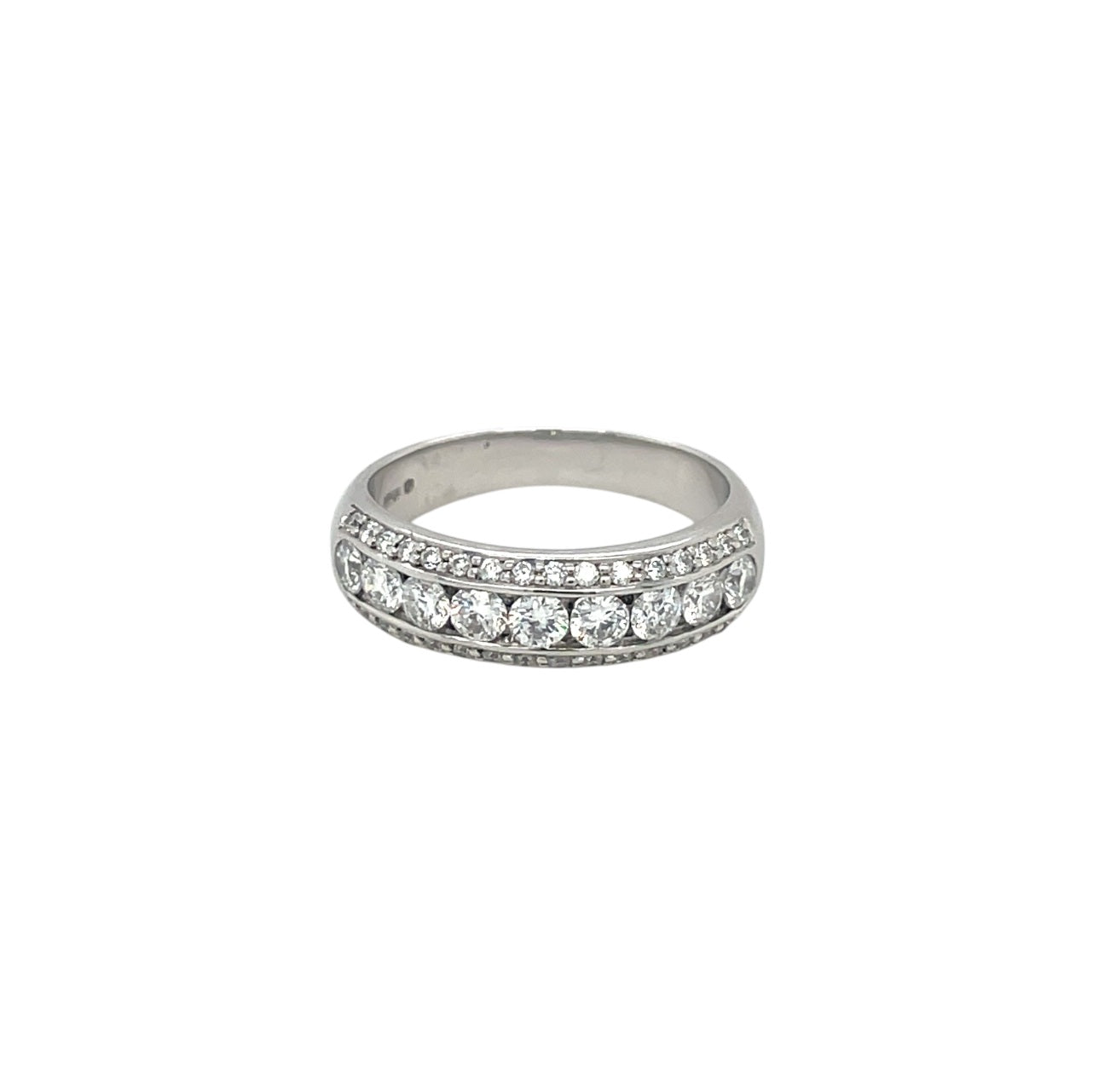 18ct White Gold Three-Row Diamond Eternity Ring (O)