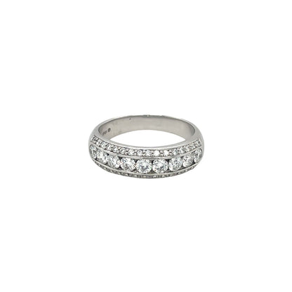 18ct White Gold Three-Row Diamond Eternity Ring (O)