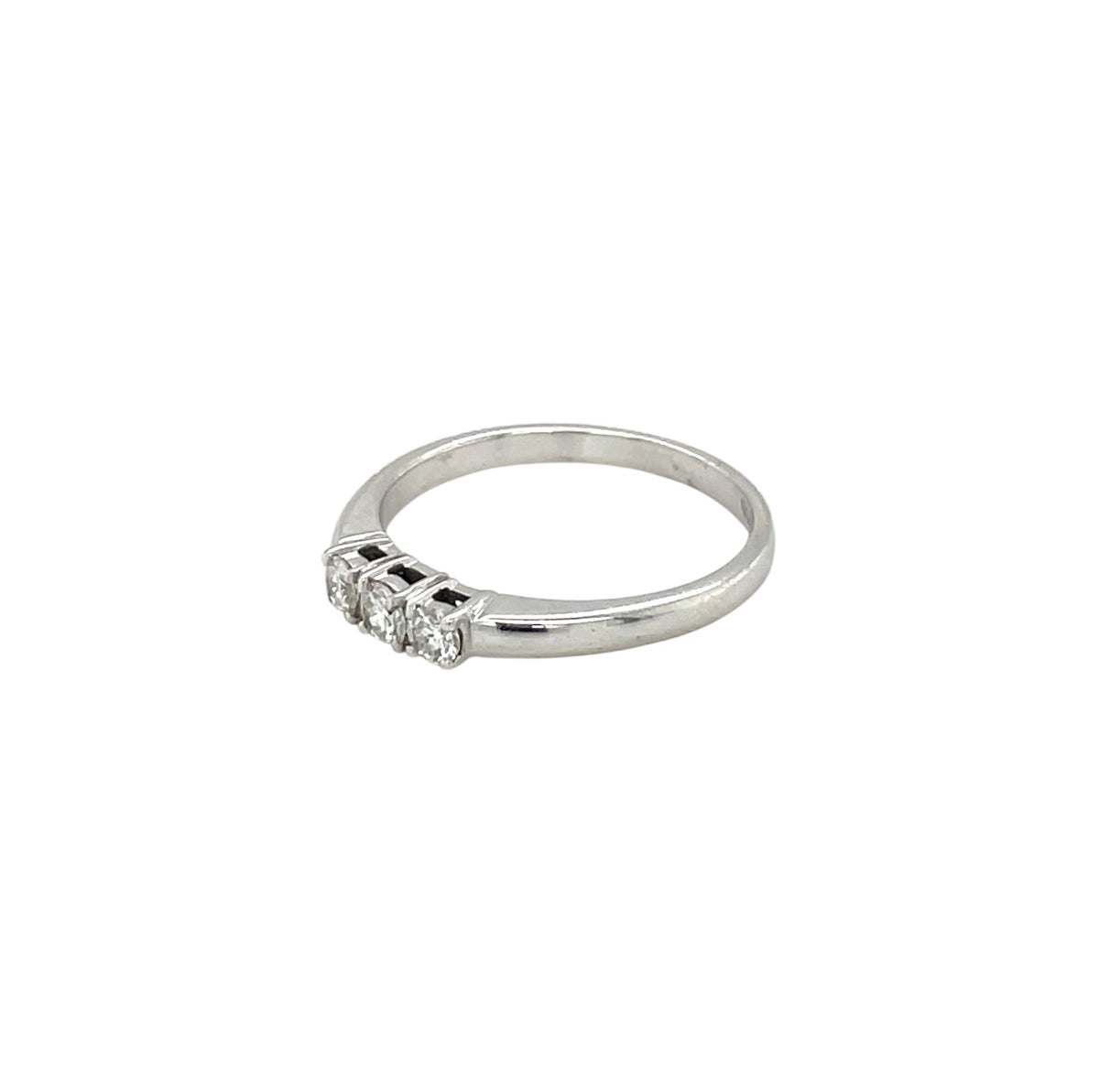 18ct White Gold Diamond Thin Three-Stone Ring (N)
