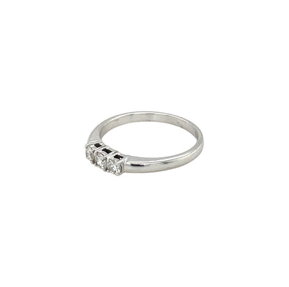 18ct White Gold Diamond Thin Three-Stone Ring (N)