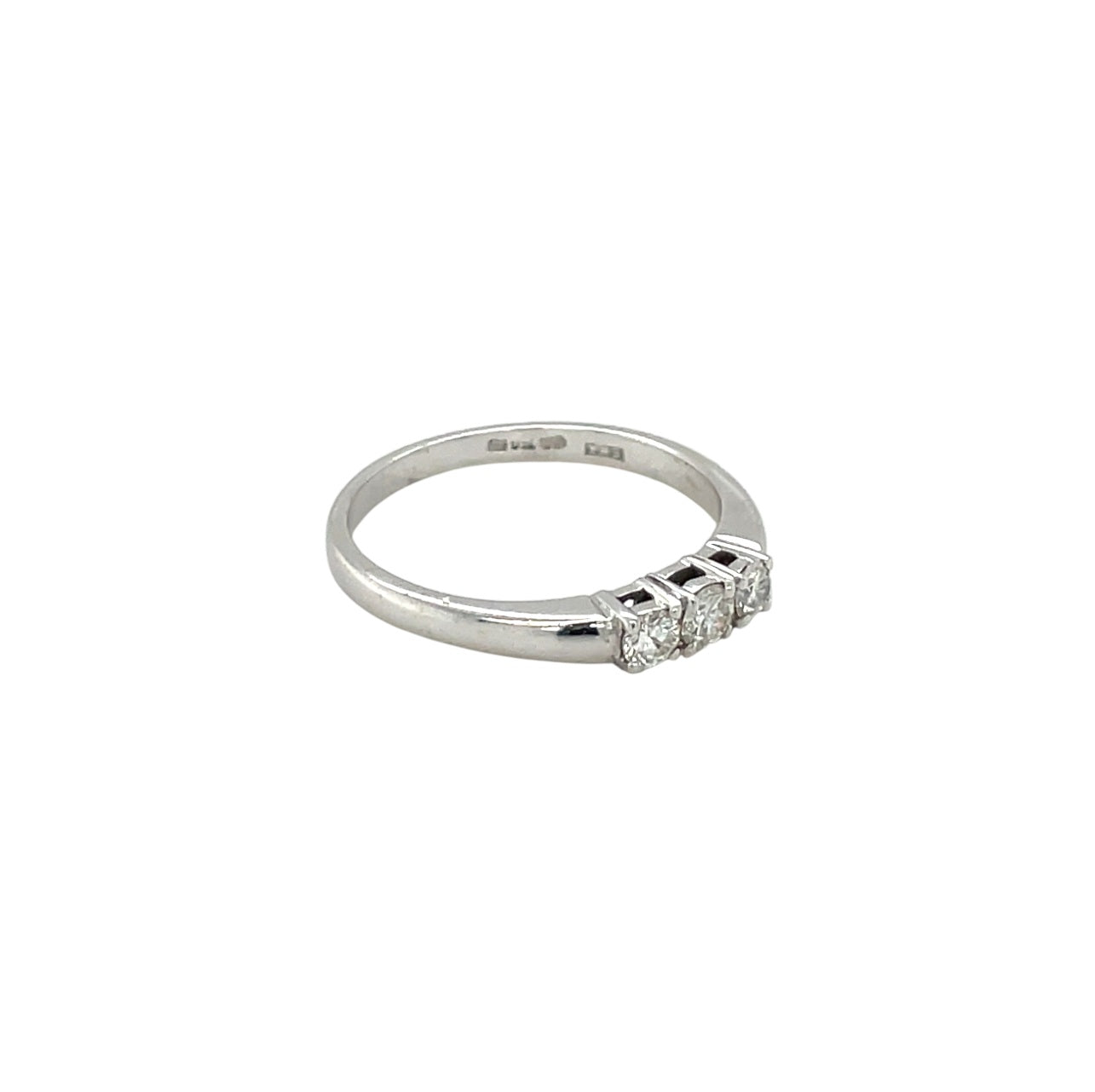 18ct White Gold Diamond Thin Three-Stone Ring (N)