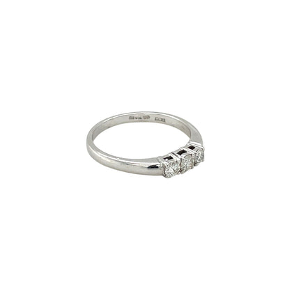 18ct White Gold Diamond Thin Three-Stone Ring (N)