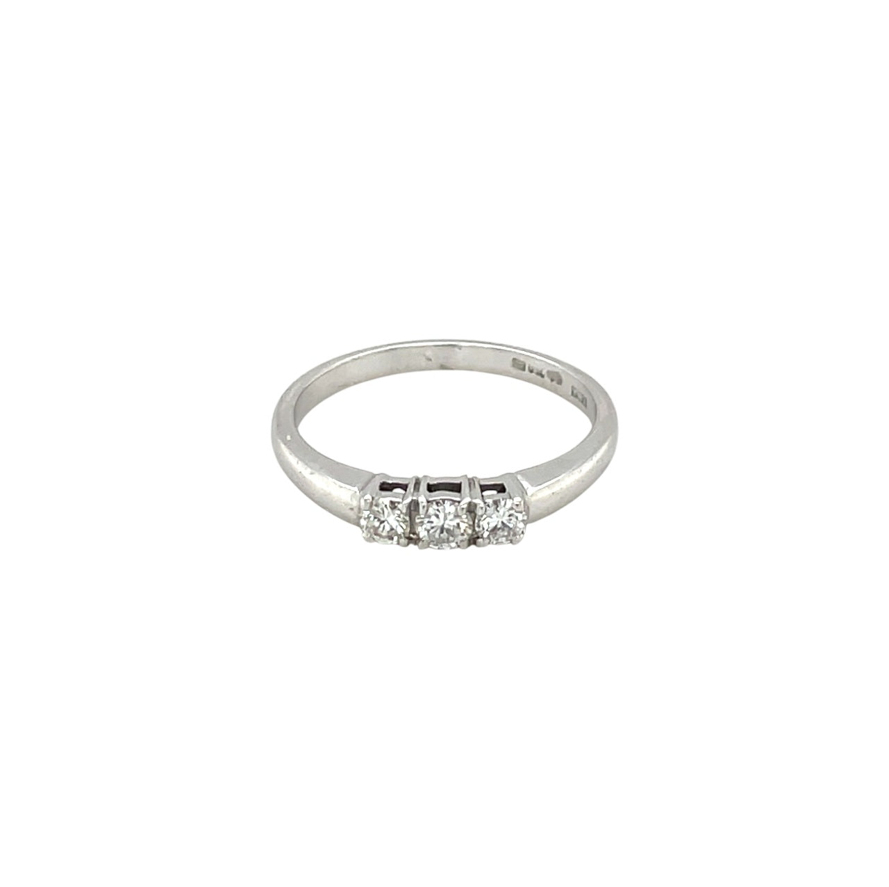 18ct White Gold Diamond Thin Three-Stone Ring (N)