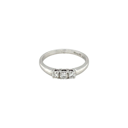 18ct White Gold Diamond Thin Three-Stone Ring (N)
