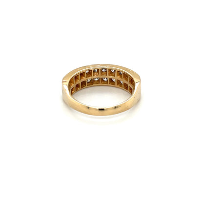 18ct Yellow Gold Diamond Two-Row Half-Eternity Band
