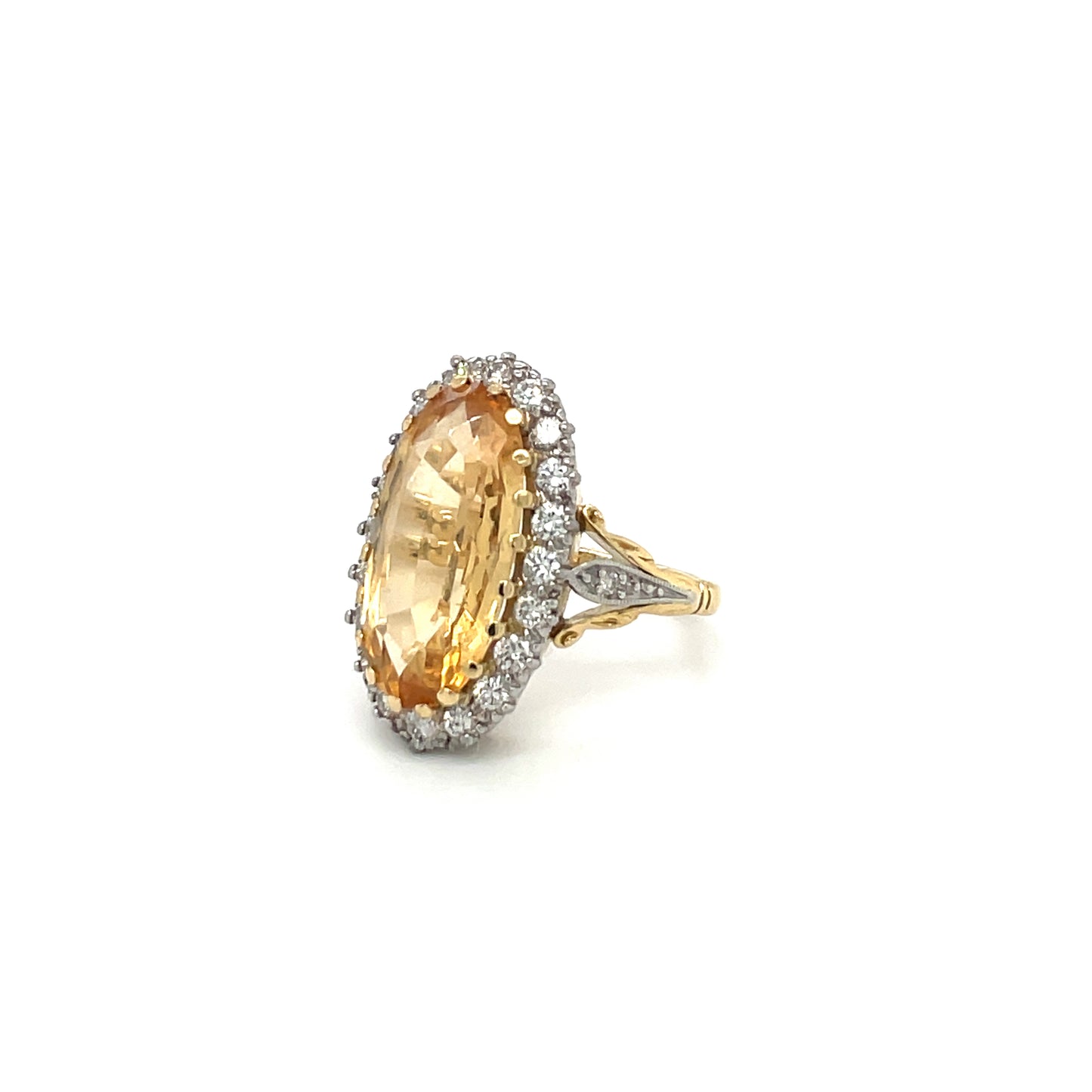 18ct Yellow Gold & Platinum Diamond & Topaz Ring