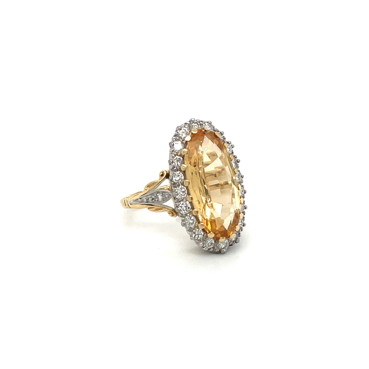 18ct Yellow Gold & Platinum Diamond & Topaz Ring