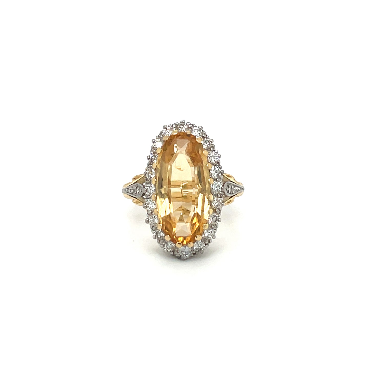 18ct Yellow Gold & Platinum Diamond & Topaz Ring