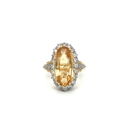 18ct Yellow Gold & Platinum Diamond & Topaz Ring