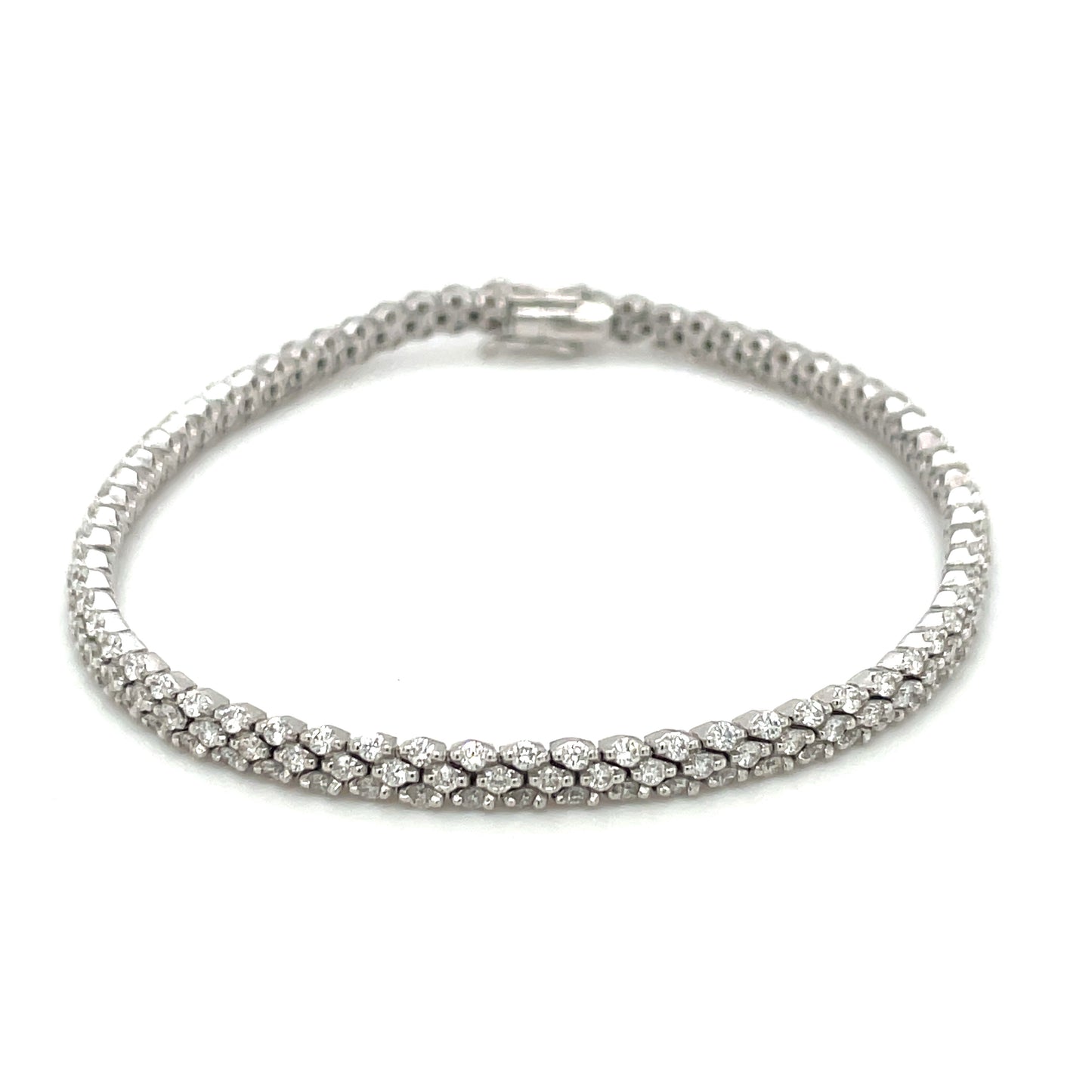 18ct White Gold Three-Row Diamond Bracelet
