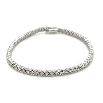 18ct White Gold Three-Row Diamond Bracelet