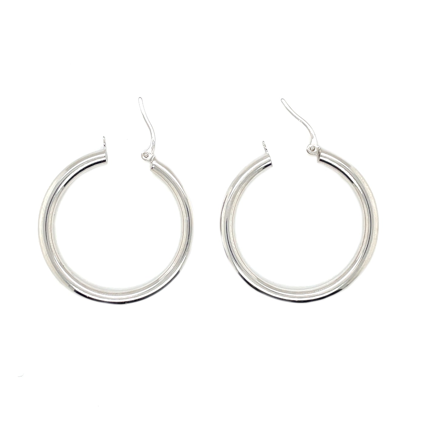 9ct White Gold Polished Hoop Earrings