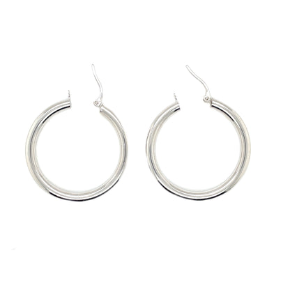 9ct White Gold Polished Hoop Earrings