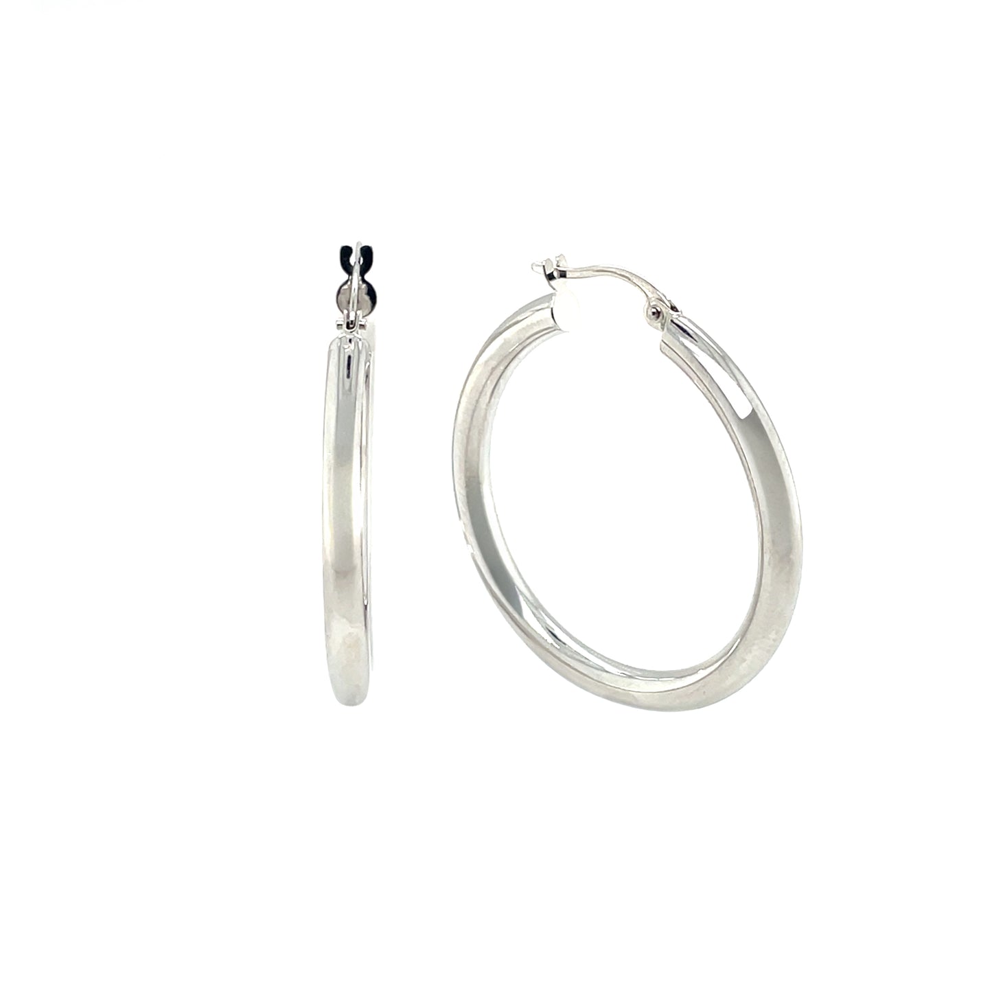 9ct White Gold Polished Hoop Earrings