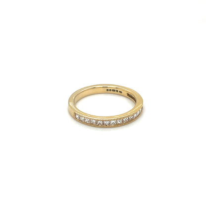 18ct Yellow Gold Half-Set Princess-Cut Diamond Eternity Ring