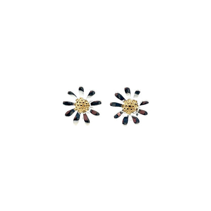 Silver & Gold Plated Daisy Stud Earrings
