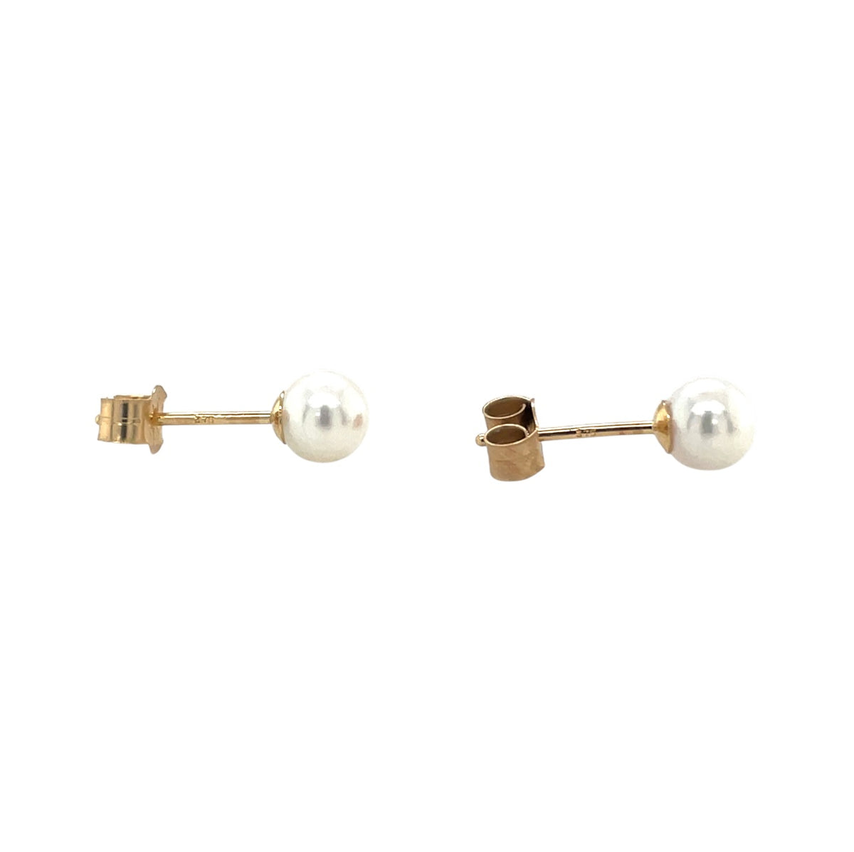 9ct Yellow Gold Akoya Pearl Stud Earrings (5-5.5mm)