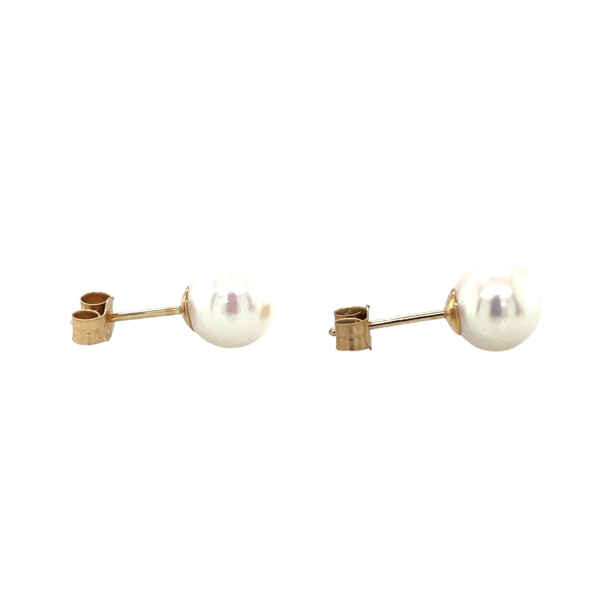 9ct Yellow Gold Akoya Pearl Stud Earrings (7-7.5mm)