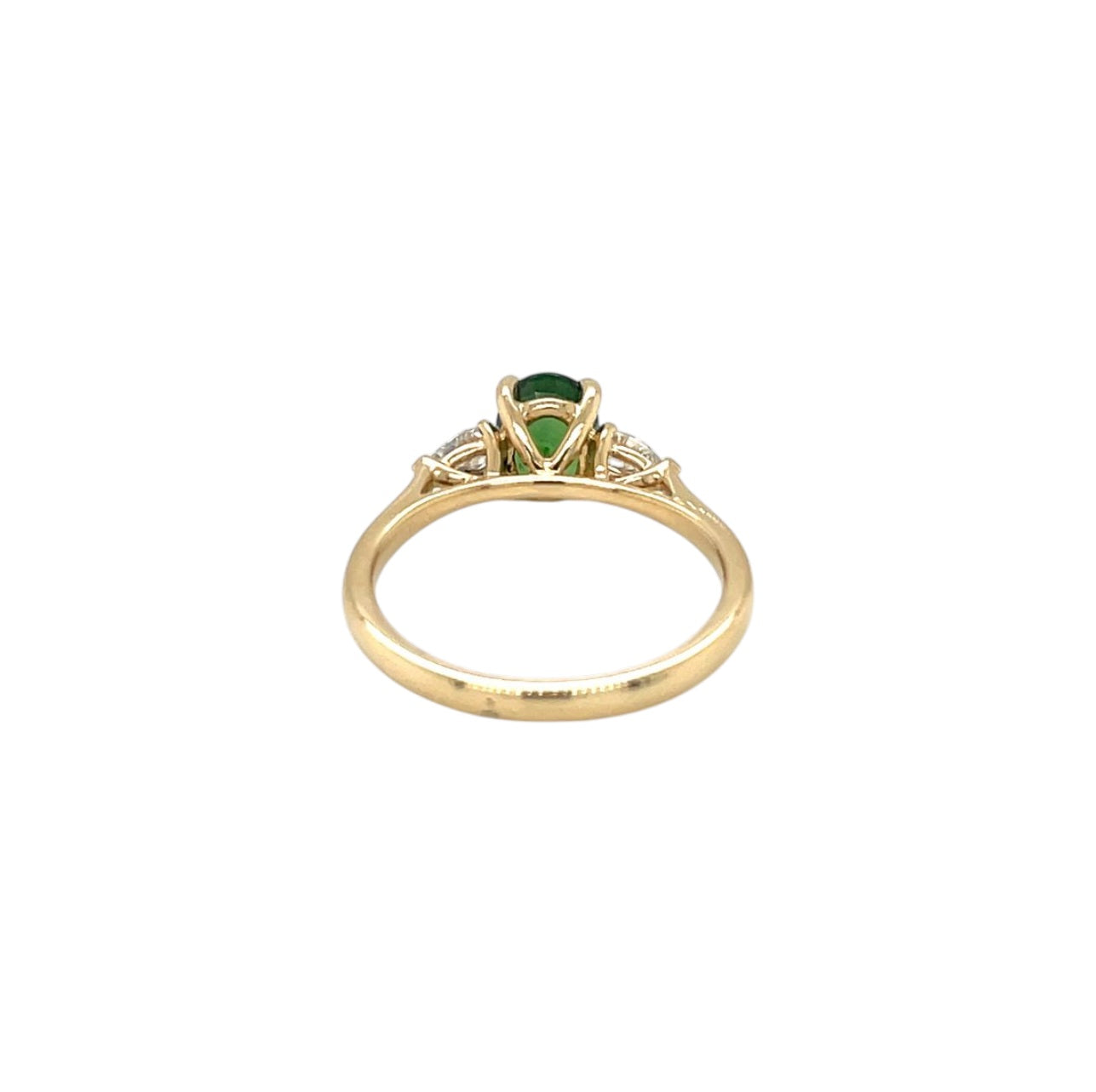 18ct Yellow Gold Chrome Tourmaline & Diamond Three-Stone Ring (M1/2)