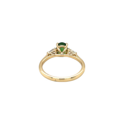 18ct Yellow Gold Chrome Tourmaline & Diamond Three-Stone Ring (M1/2)