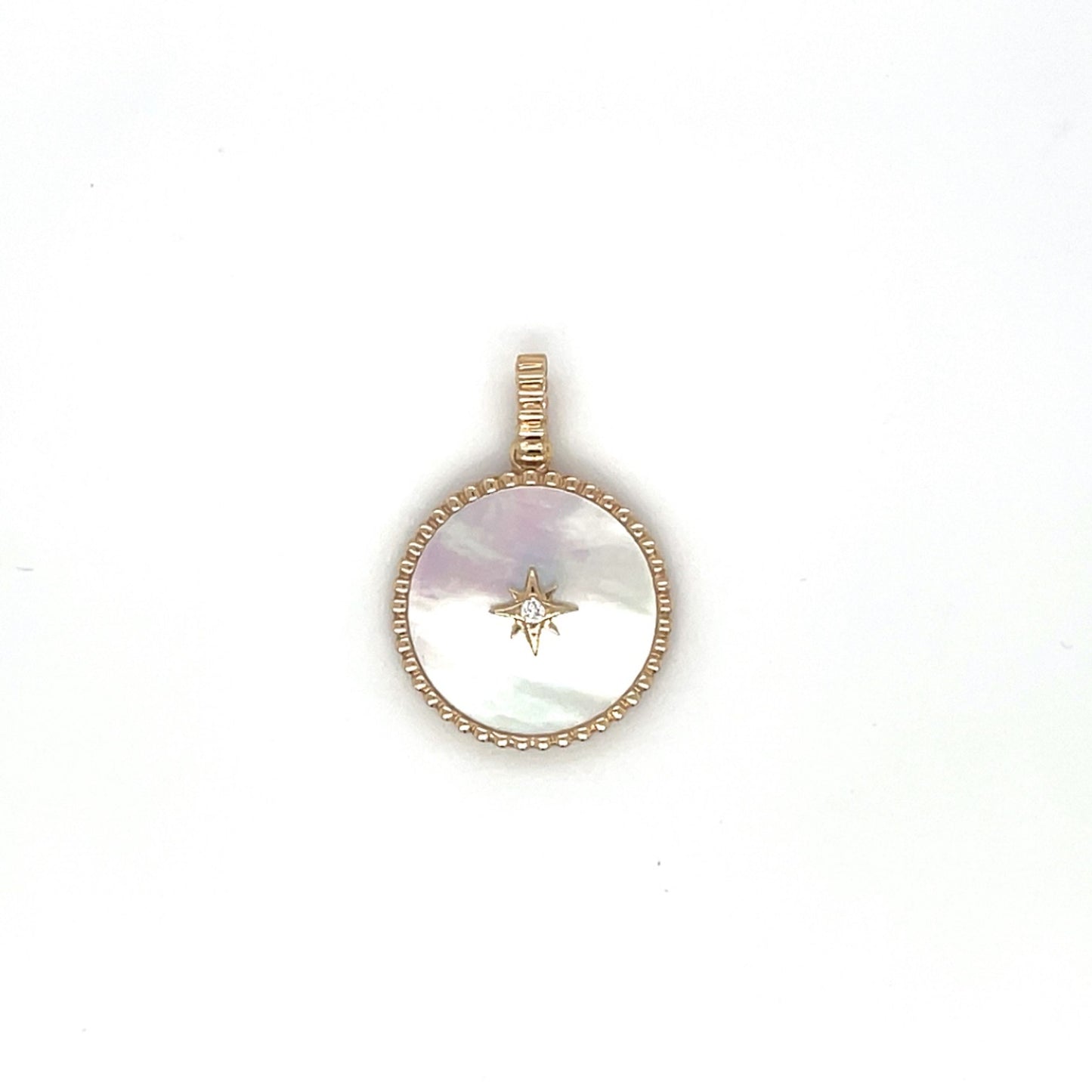 9ct Yellow Gold Mother of Pearl & Diamond Pendant